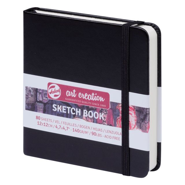Talens Art Creation - Carnet de croquis Art Creation 80 feuilles blanches 140gr 120x120mm noir | 5 pièces