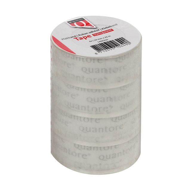 Quantore - Plakband 19mmx25m transparant 4 rollen