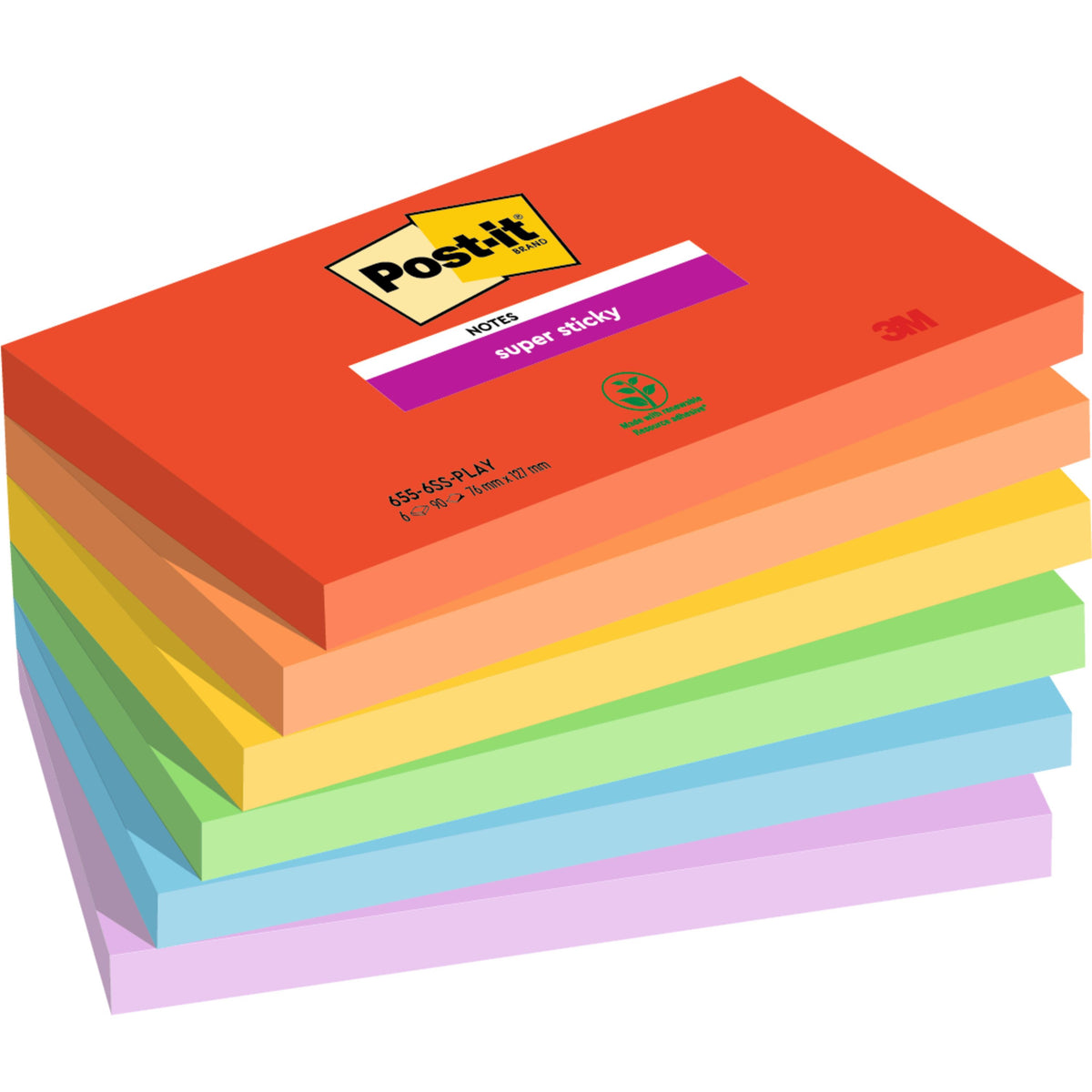 Post-it - Memoblok 655 super sticky 76x127mm playful | 12 stuks