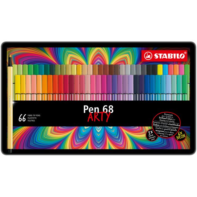 Stabilo - Felt-tip pen Pen 68 Arty medium assorted tin of 66 pieces