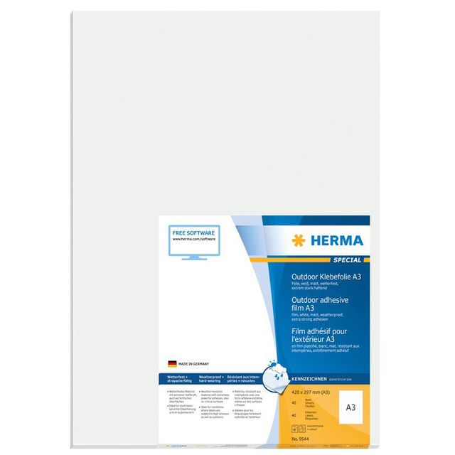 HERMA - Etiket 9544 297x420mm weerbestendig wit 40 stuks