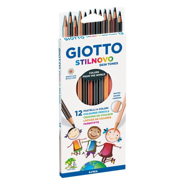 Giotto - Crayon de couleur Stilnovo Skin Tones lot de 12 couleurs | 10 pièces