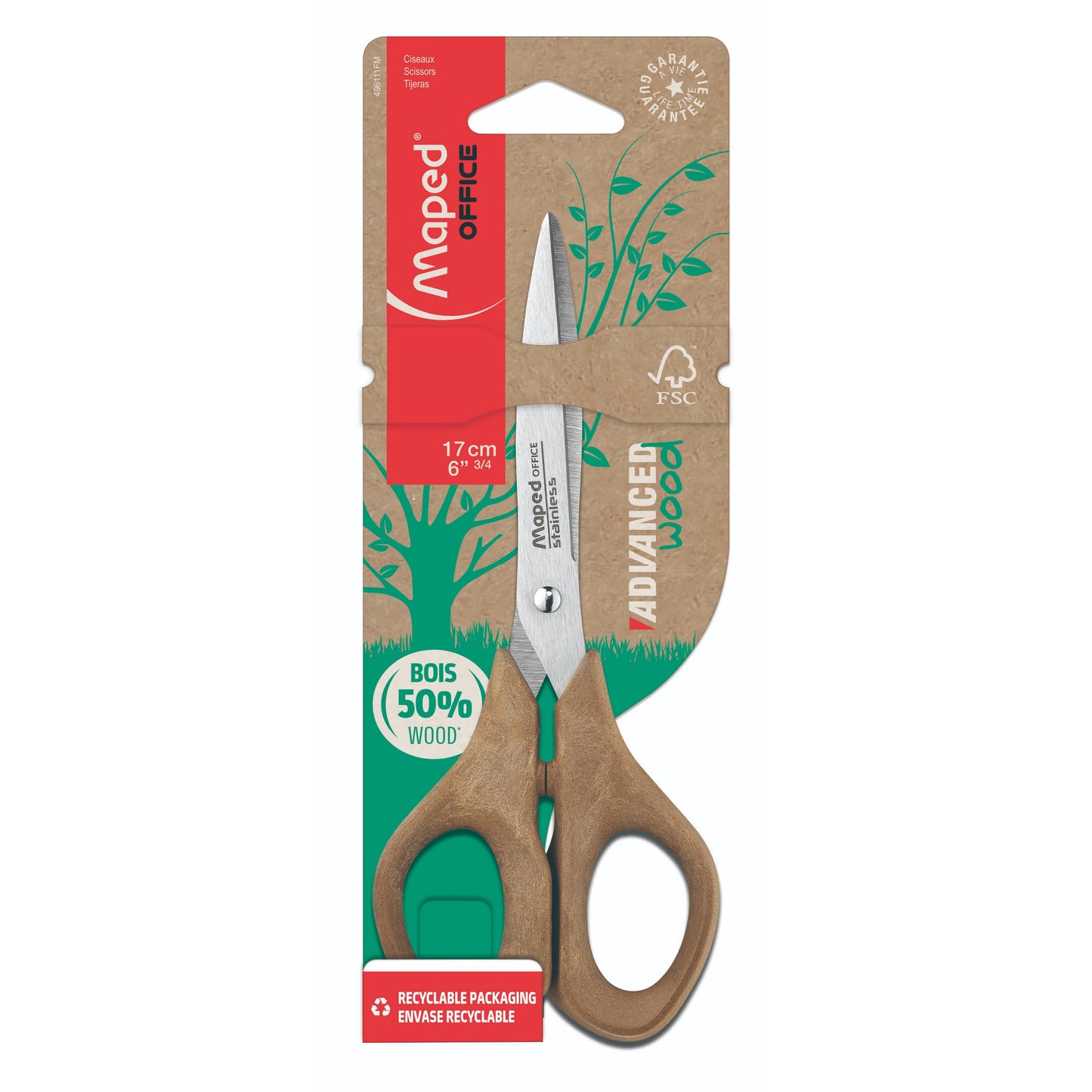 Maped - Schaar office advanced wood 17cm bruin