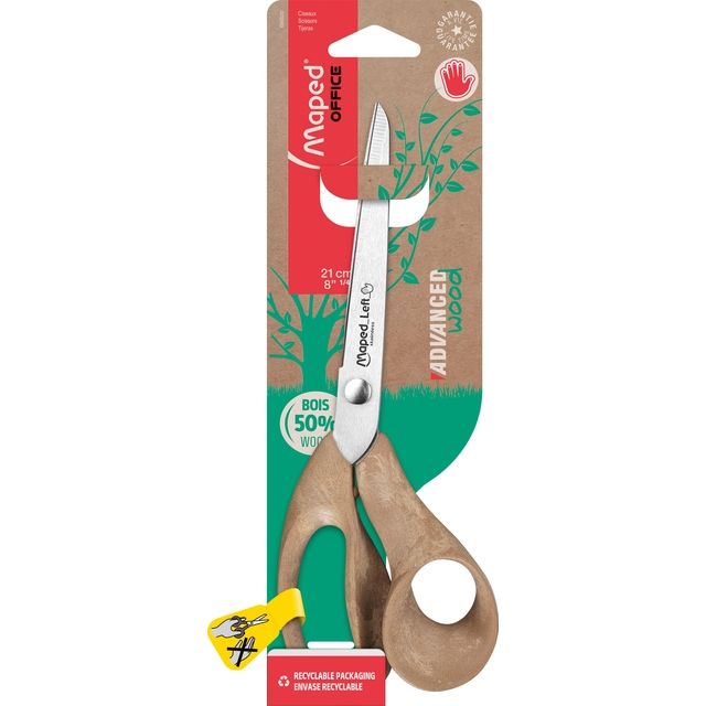 Maped Office - Scissors Advanced Wood 21cm left brown