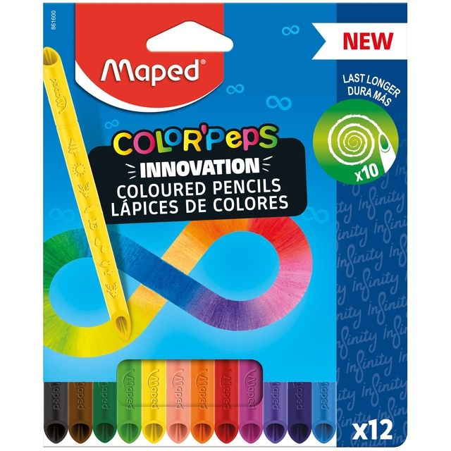 Maped - Lápices de colores Color'Peps Infinity set de 12 colores
