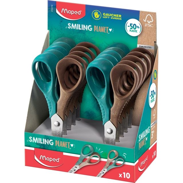 Maped - Schaar Smiling Planet 12cm links display à 10 stuks assorti