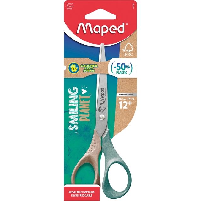 Maped - Tijera Planeta Sonriente 16cm izquierda