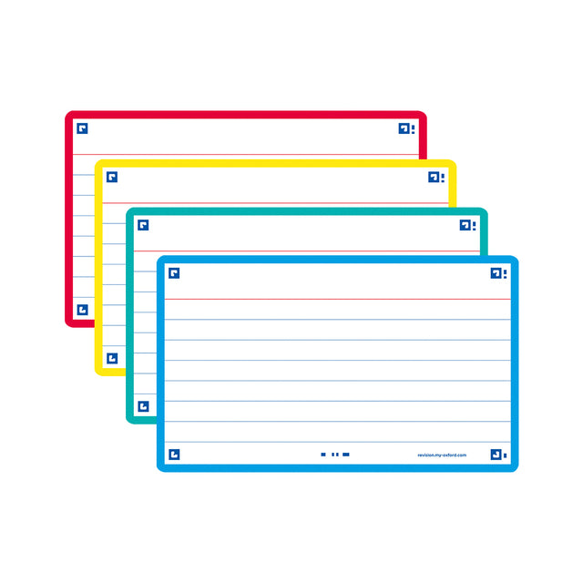 Oxford - Flashcard 2.0 75x125mm 80 sheets 250gr line assorted