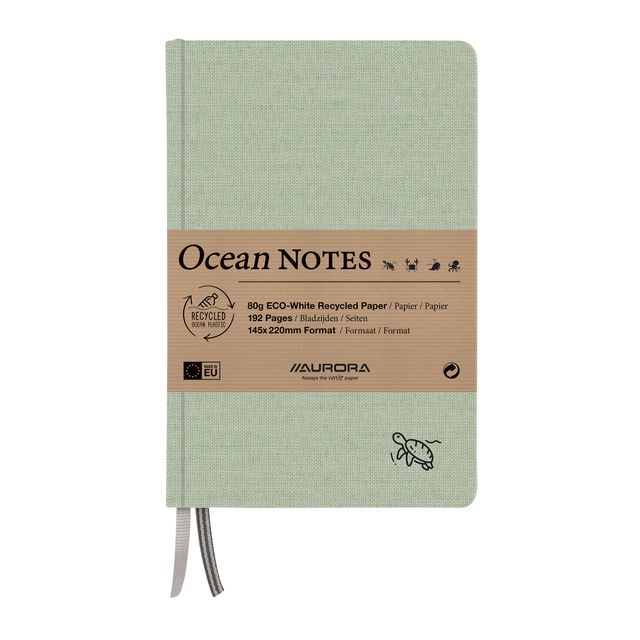 Aurora - Cuaderno Ocean A5 192 páginas rayadas 80gr funda estructura lino verde