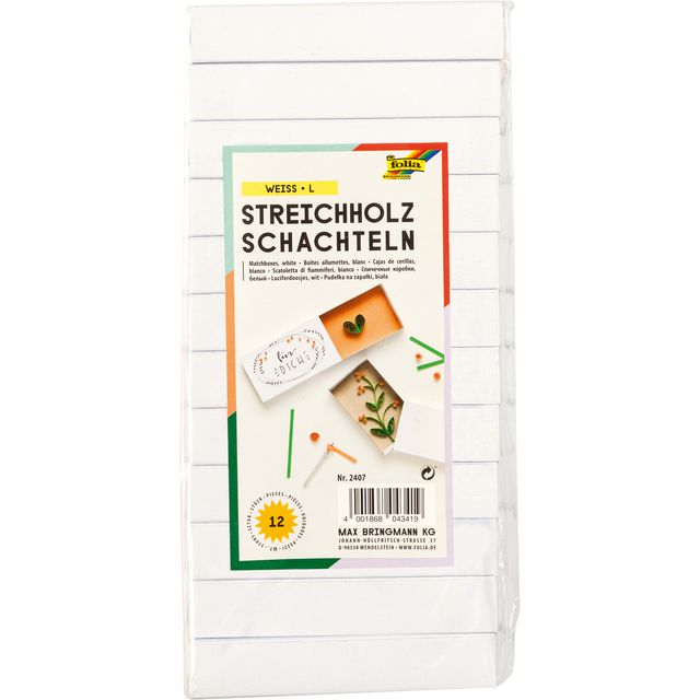Folia Paper - Luciferdoosjes Folia groot 110x60x20mm 12 stuks wit