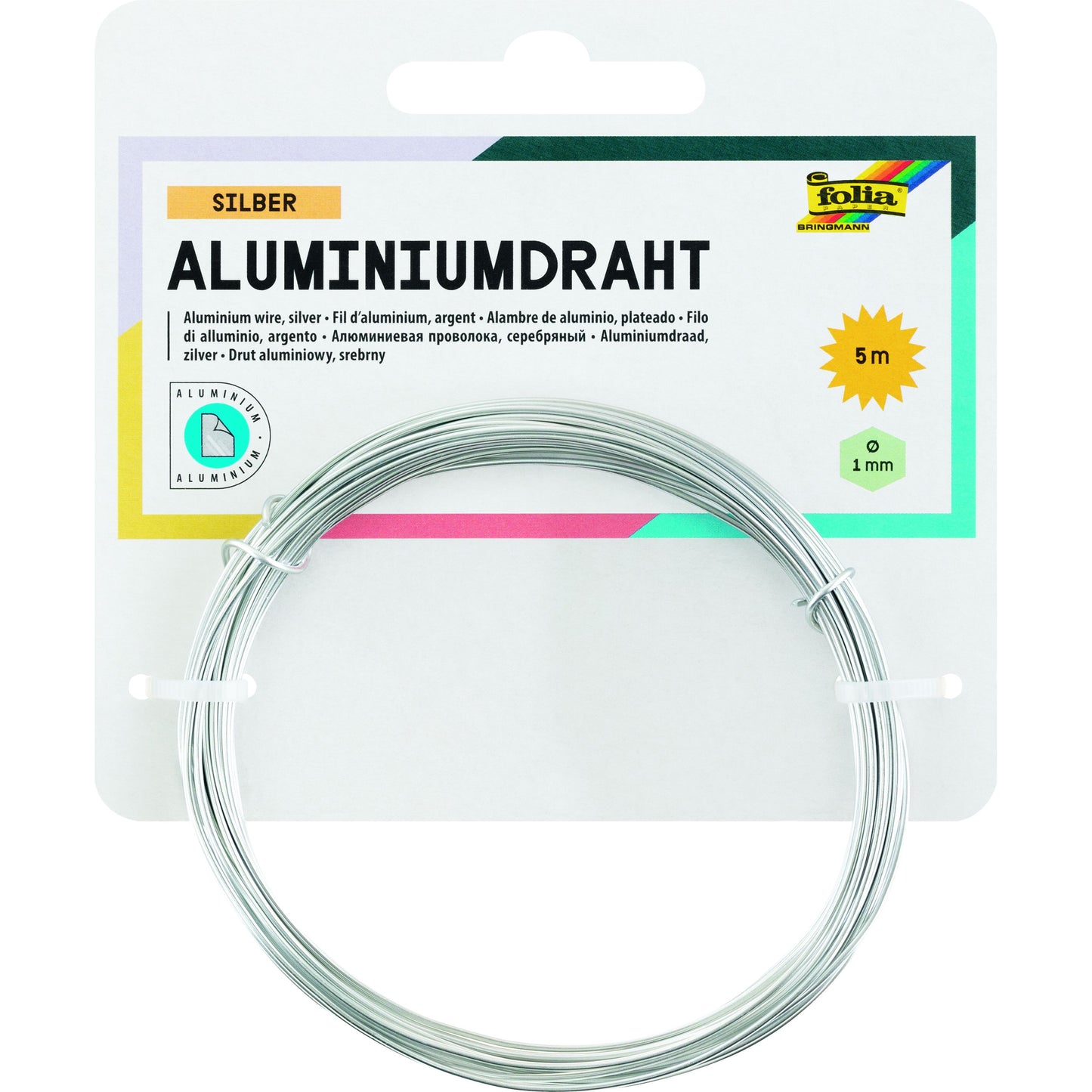 Folia Paper - Aluminiumdraad Folia 1mmx5m zilver