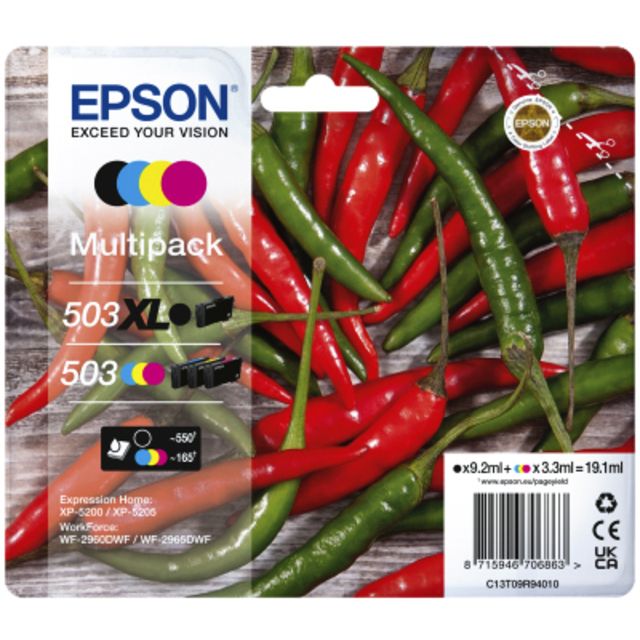 Epson - Cartucho de tinta 503XL/503 T09R94 negro + 3 colores