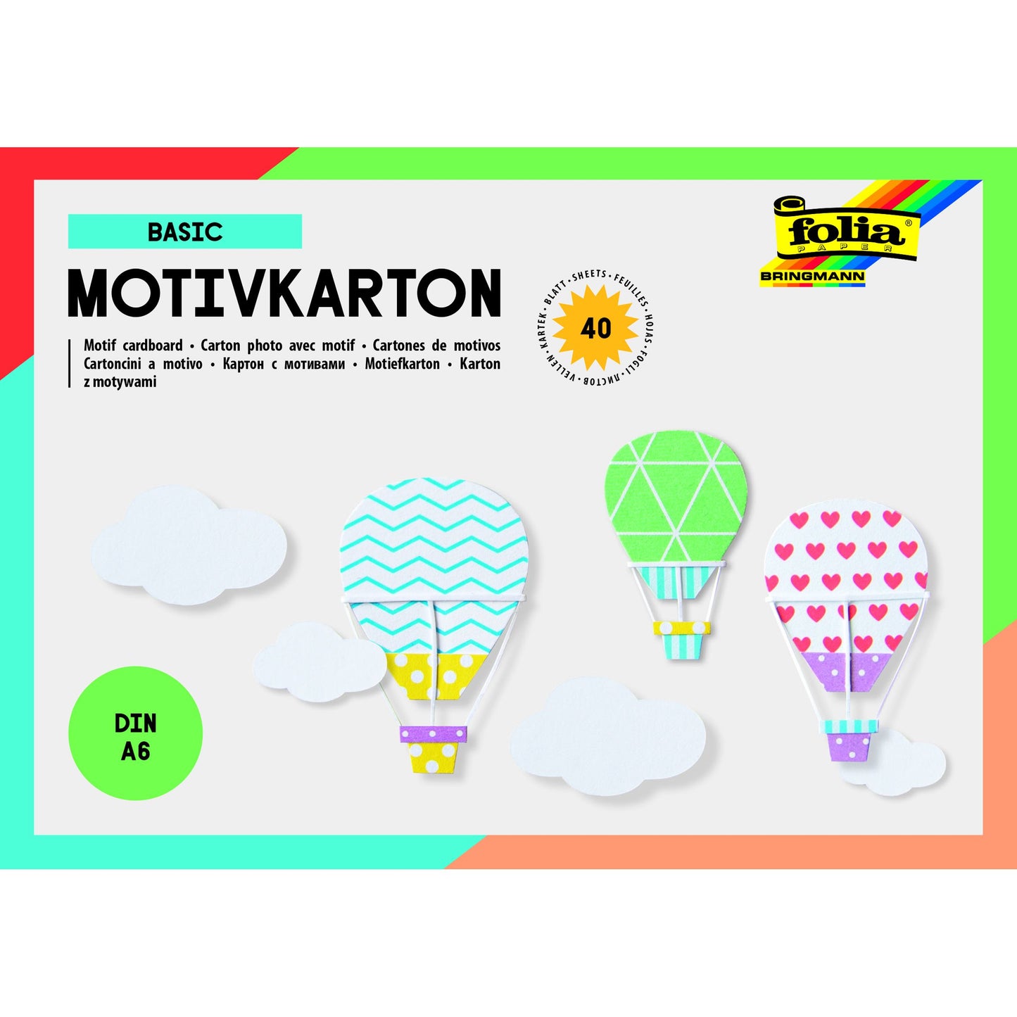 Folia Paper – Fotokarton Folia 2-seitig A6 40 Blatt 20 Designs