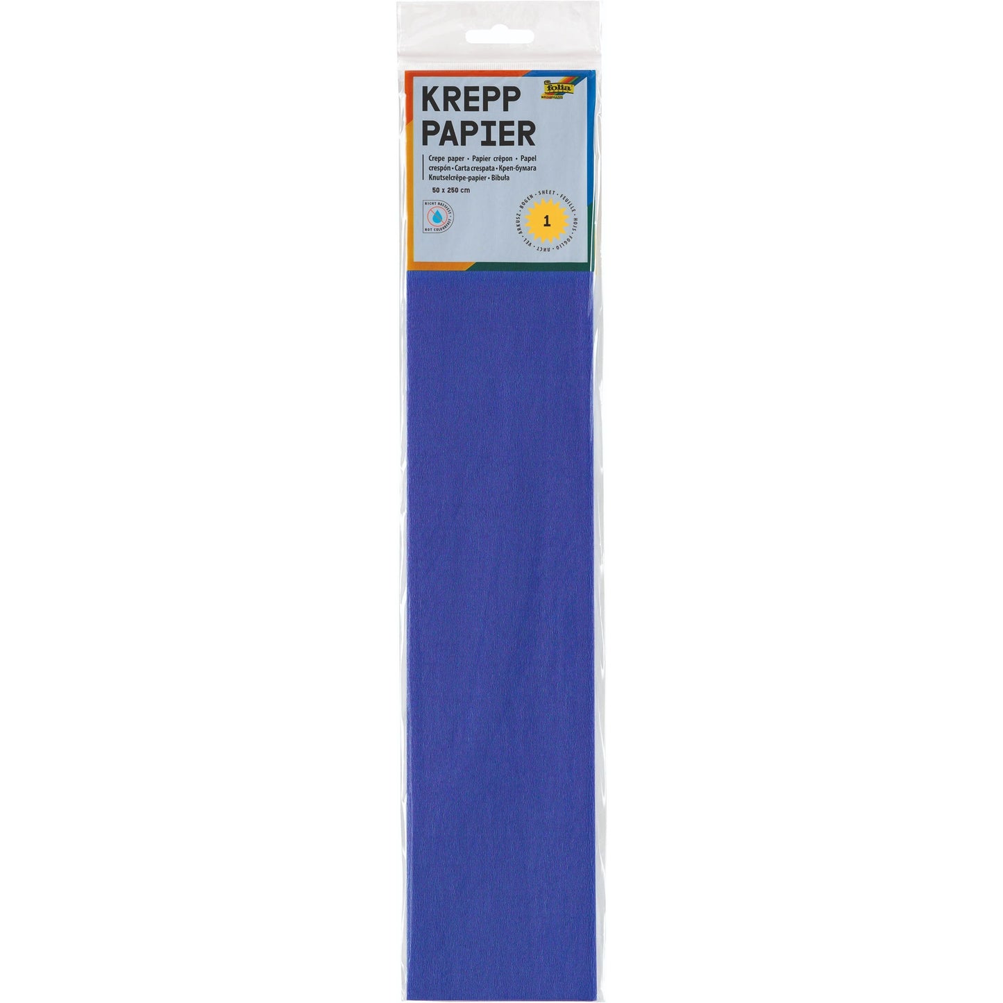 Folia Paper - Krepppapier Folia 250x50cm Nr. 128 Brillantblau | 10 Stück
