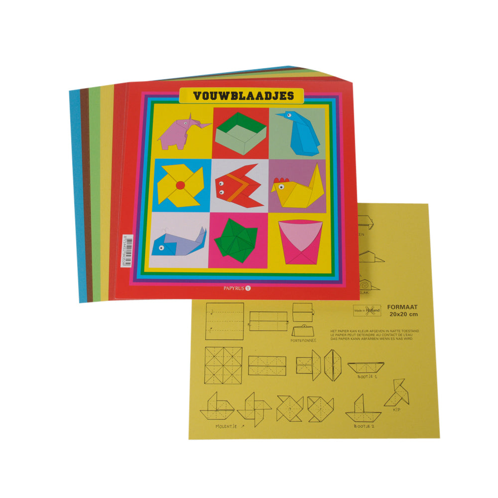 Papyrus - Faltblätter quadratisch 20x20cm 65 Gramm sortiert 90 Blatt | 10 Stück