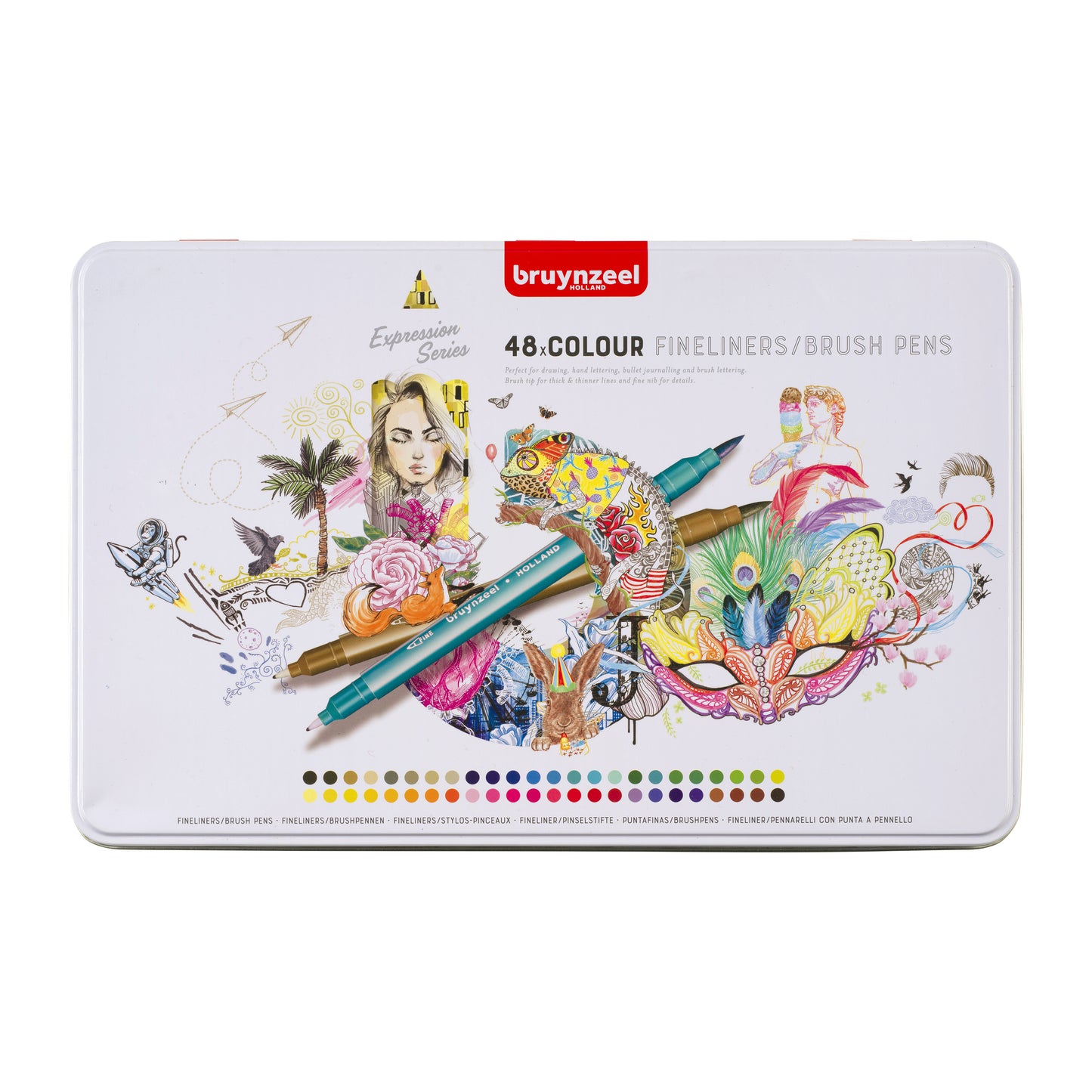 Bruynzeel - Fineliner and brushpen case 48 colors