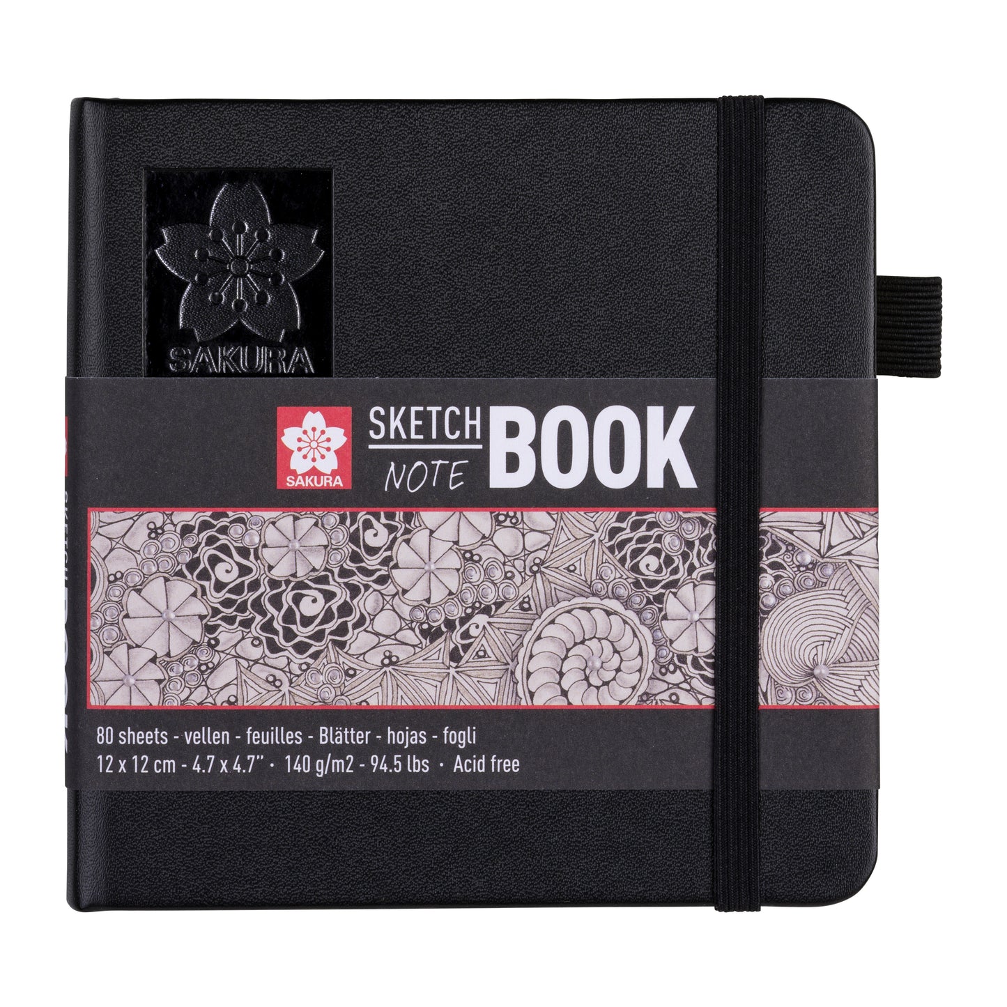 Sakura - Skizzenbuch 80 weiße Blätter 140gr 120x120mm schwarz