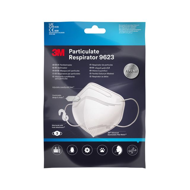 3M - Mascherina antipolvere domestica 9623 FFP2 3 pezzi