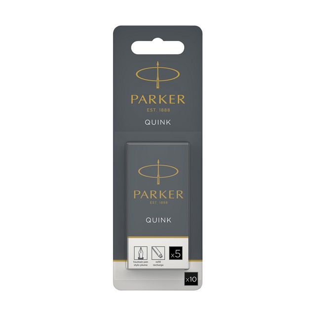 Parker - Cartuccia d'inchiostro Quink nero in blister da 10 pezzi