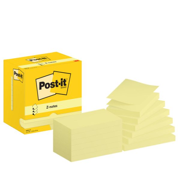 Post-it - Memoblok Z-Note R350 76x127mm geel 12 stuks