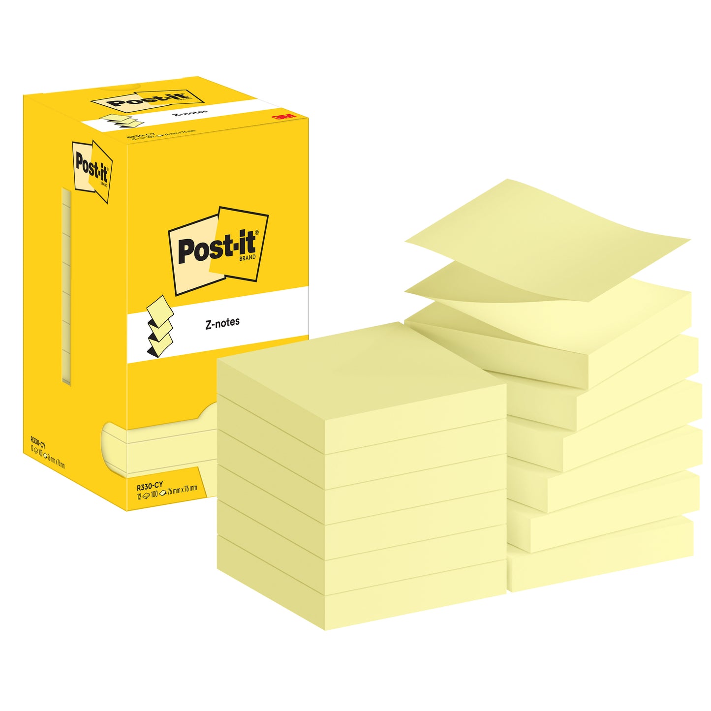Post-it - Bloc-notes z-note r330 76x76mm jaune canari | 12 pièces
