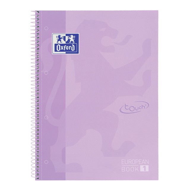 Oxford - Notebook Touch Peanbook A4+ linea 4 fori 80 fogli viola pastello | 5 pezzi