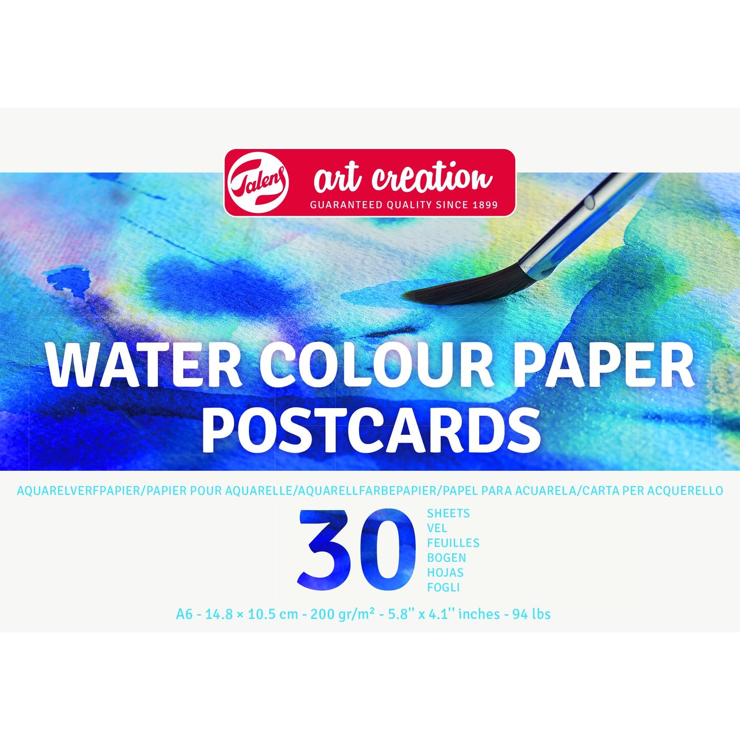 Talens Art Creation - Aquarelverfpapier Art Creation 30 witte vellen 200gr 148x105mm blauw | 3 stuks