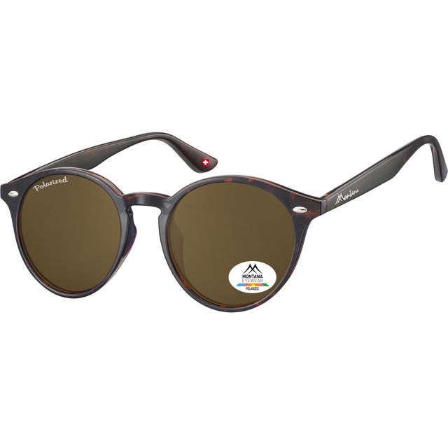 Montana - Sunglasses with brown polarized round turtle glass