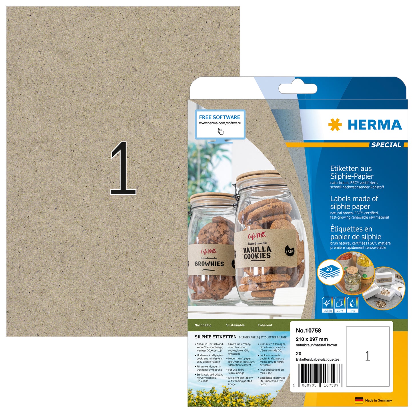 Silphie - Label 10758 210 x 297 mm brown 20 pieces