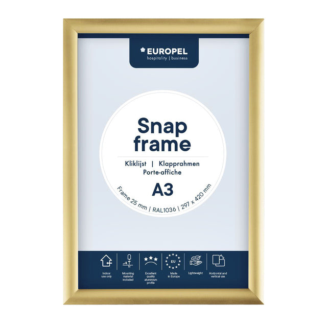 Europel - Cornice a scatto staccabile A3 25mm oro