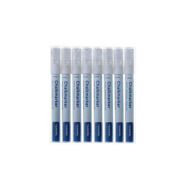Europel - Marqueur à craie peel 3mm étui blanc 8 pièces