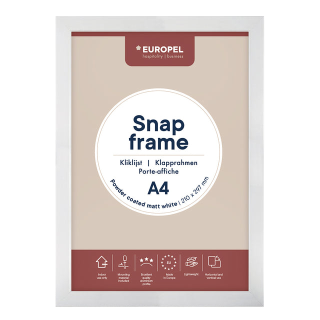 Europel - Cornice a scatto A4 25mm bianco opaco