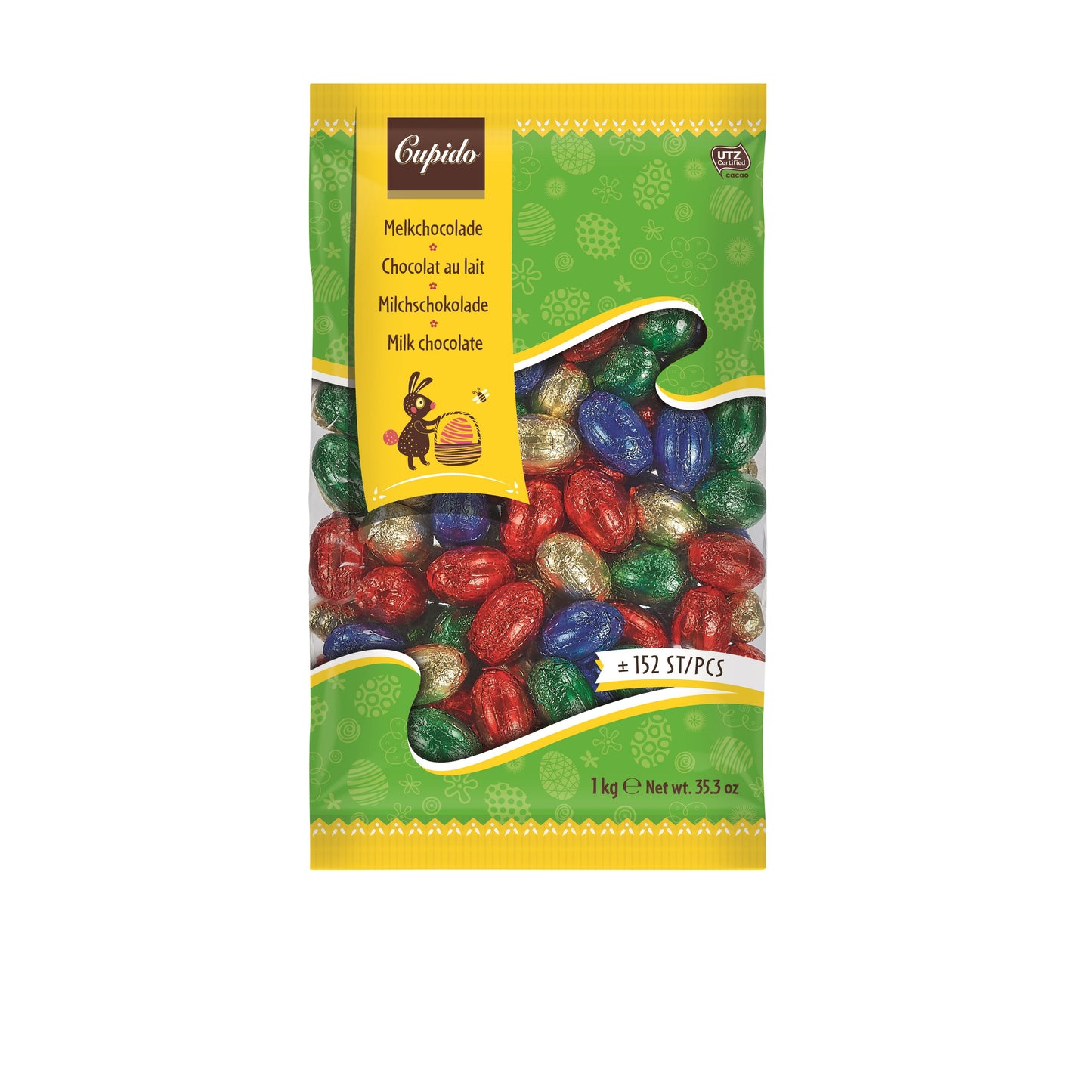 Cupidon - Oeufs de Pâques au chocolat et lait en sachet 1kg | 9 pièces
