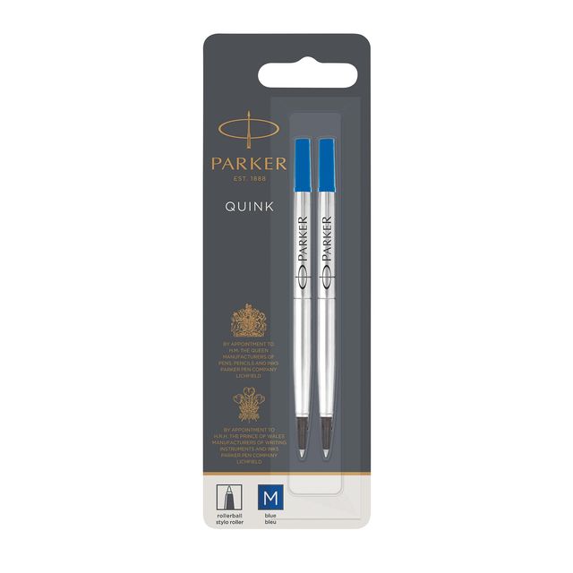 Parker - Rollerpenvulling quink m blister 2st blauw