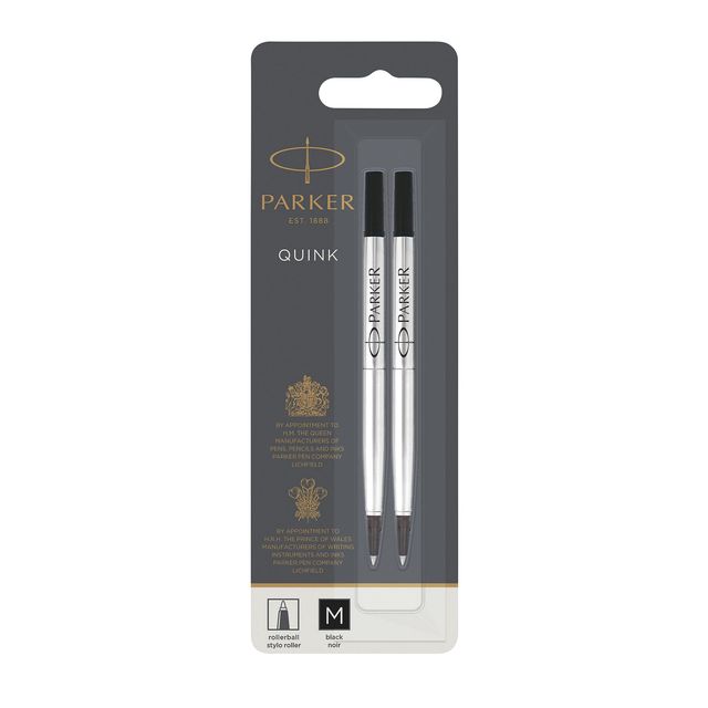 Parker - Rollerpenvulling quink m blister 2st zwart