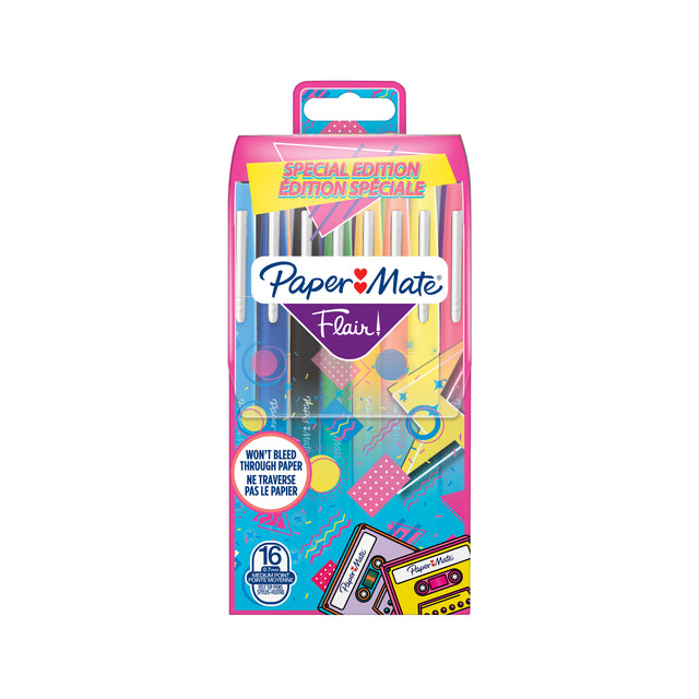 Paper Mate - Fineliner Flair retro mediano surtido blister de 16 piezas