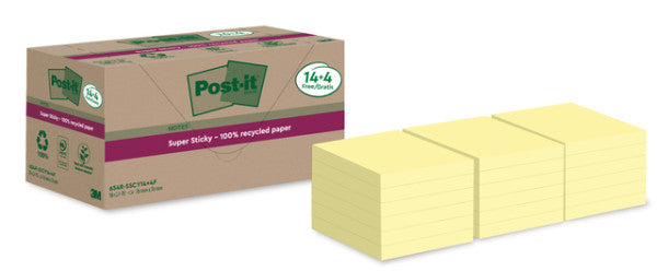 Post-it - Blocco note 654 RSS12CY 76x76mm giallo 14+4 omaggio