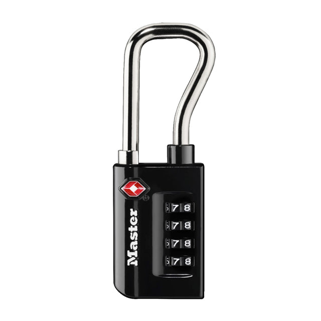 Master Lock - Hangslot Masterlock 4-cijfer combinatie TSA lange beugel zwart 35mm