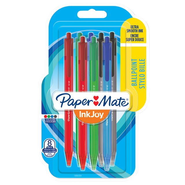 Paper Mate - Bolígrafo Inkjoy 100RT mediano surtido blister de 8 piezas