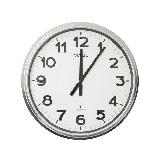MAUL - Horloge murale Ride RC Ø61x7,5cm plastique argent/blanc avec batterie