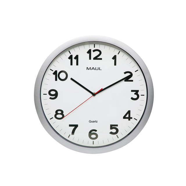 Maul - Wandklok step quartz ø40x5cm kunstst zil/wit
