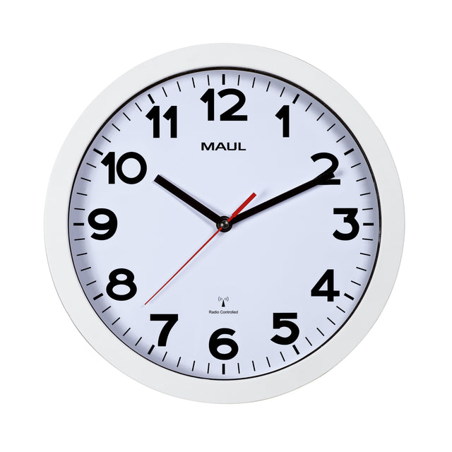 Maul - Horloge murale Step RC Ø30x5cm plastique blanc/blanc