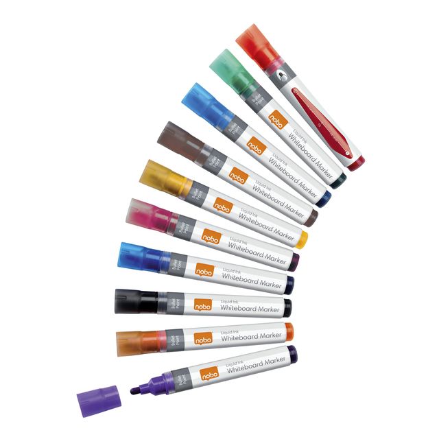 Nobo - Whiteboard marker Liquid ink round assorted 3mm 10 pieces