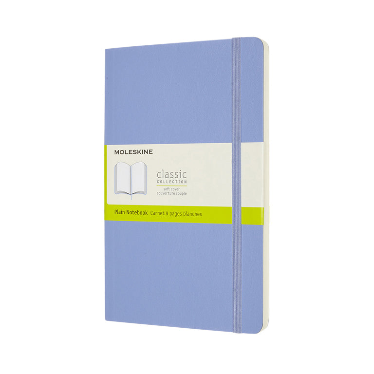 Moleskine – Notizbuch groß, 130 x 210 mm, blanko, weicher Einband, Hortensienblau