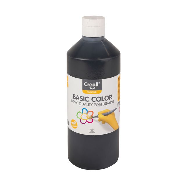 Creall - Plakkaatverf basic zwart 500ml | 6 stuks
