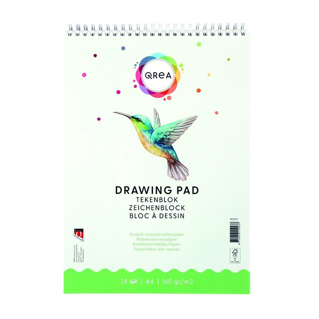 Qrea - Blocco da disegno A4 24 fogli 160gr spirale