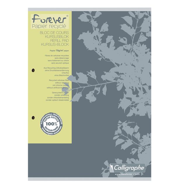 Clairefontaine - Bloque de curso Forever Calligraphe A4 diamante 5x5mm 2 agujeros 200 páginas 70gr gris | 5 piezas