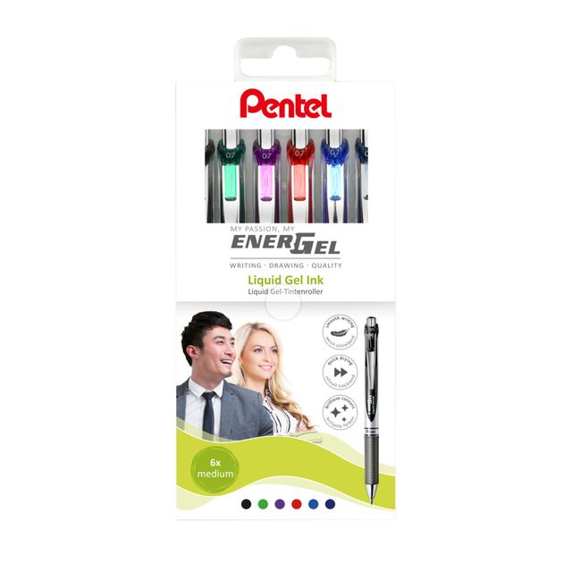 Pentel - Gelschrijver BL77 Energel medium assorti 6 stuks