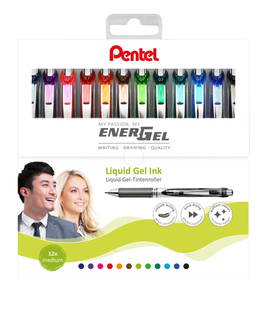 Pentel - Gelschreiber BL77 Energel Medium sortiert 12 Stück