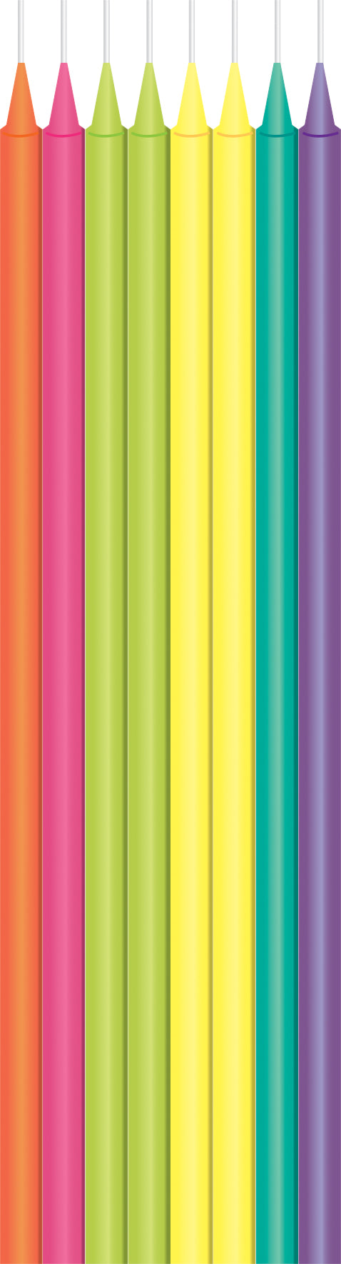 Haza - Candele lunghe luminose 15 cm 16 pezzi assortiti | 5 pezzi